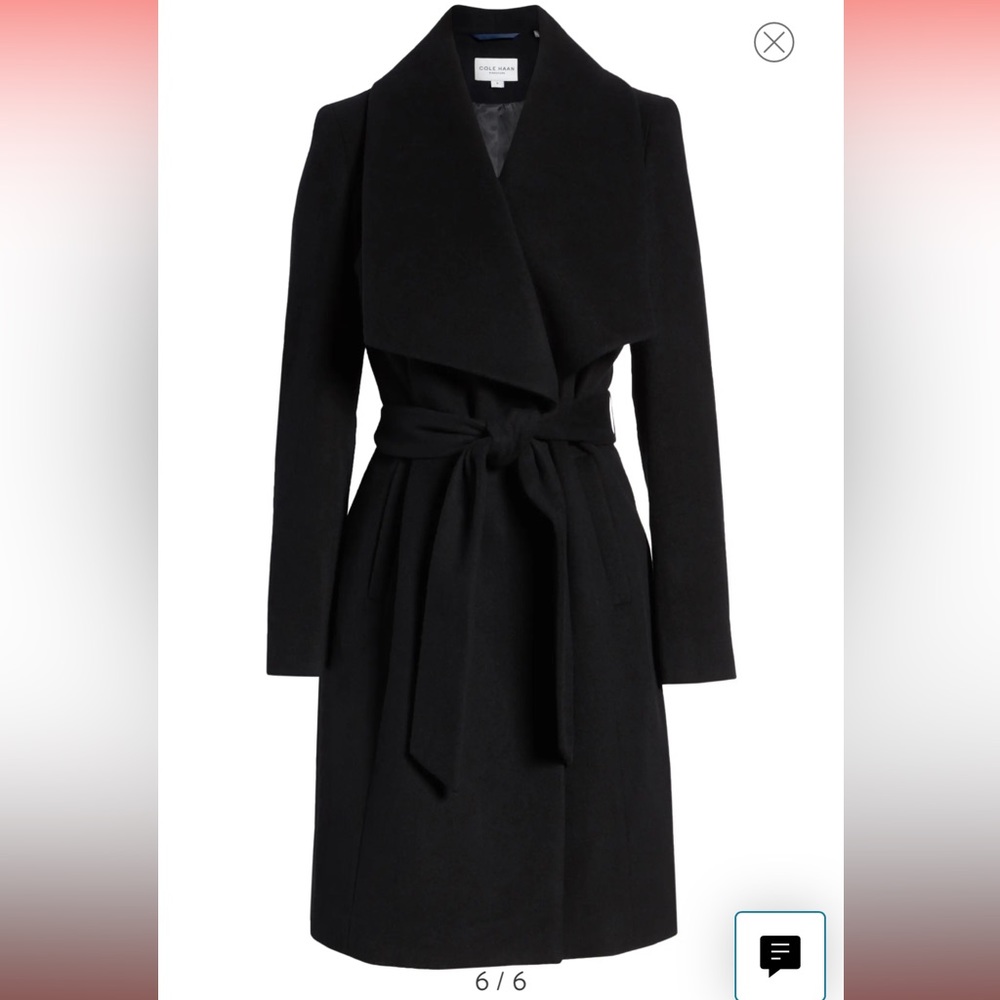 Cole Haan Slick Wool Blend Wrap Coat